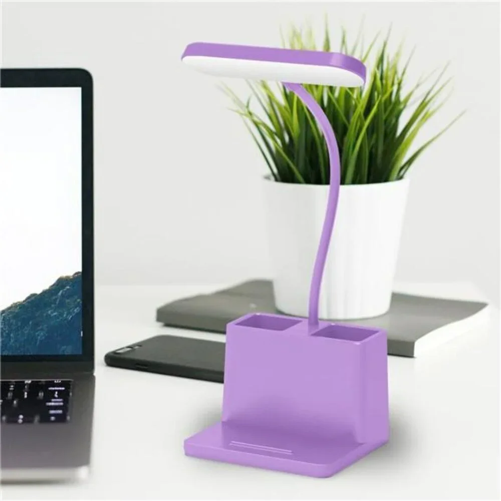 Purple rechargeable desk lamp LED cordless study table light for dorm room offic